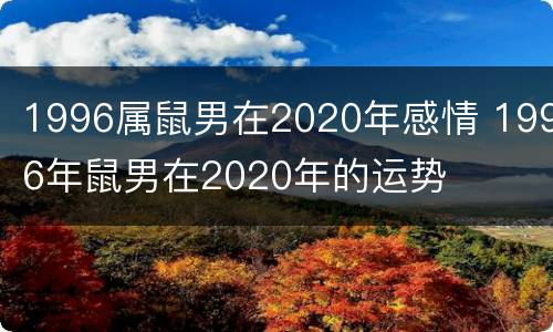 1996属鼠男在2020年感情 1996年鼠男在2020年的运势