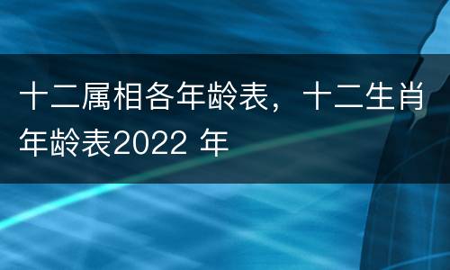 十二属相各年龄表，十二生肖年龄表2022 年