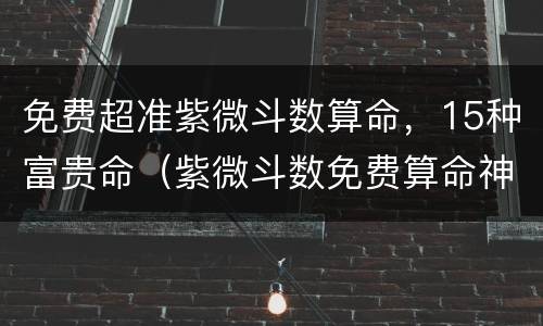 免费超准紫微斗数算命，15种富贵命（紫微斗数免费算命神巴巴网）