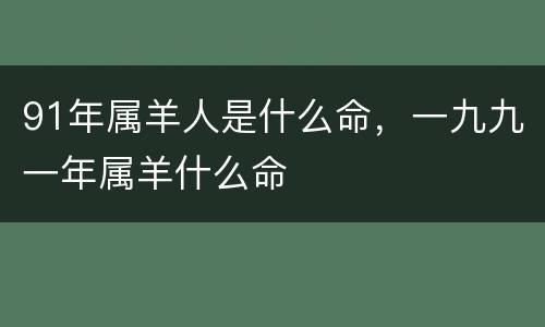 91年属羊人是什么命，一九九一年属羊什么命