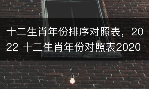 十二生肖年份排序对照表，2022 十二生肖年份对照表2020