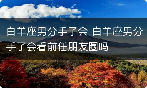 白羊座男分手了会 白羊座男分手了会看前任朋友圈吗
