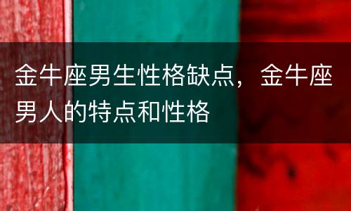 金牛座男生性格缺点，金牛座男人的特点和性格