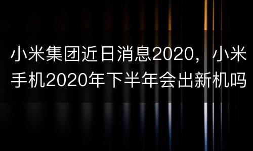 小米集团近日消息2020，小米手机2020年下半年会出新机吗