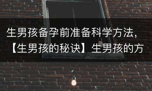 生男孩备孕前准备科学方法，【生男孩的秘诀】生男孩的方法、秘方、月份_想