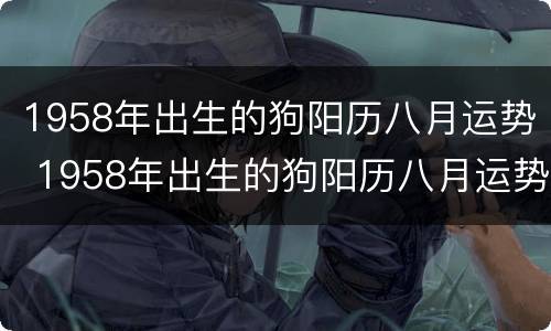 1958年出生的狗阳历八月运势 1958年出生的狗阳历八月运势怎么样