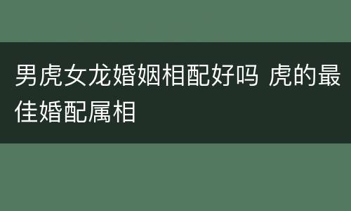男虎女龙婚姻相配好吗 虎的最佳婚配属相