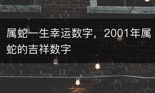 属蛇一生幸运数字，2001年属蛇的吉祥数字