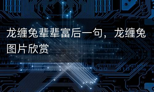 龙缠兔辈辈富后一句，龙缠兔图片欣赏