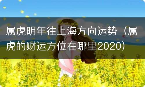 属虎明年往上海方向运势（属虎的财运方位在哪里2020）