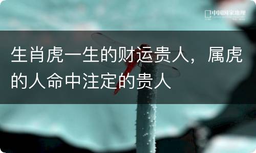 生肖虎一生的财运贵人，属虎的人命中注定的贵人