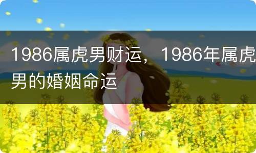 1986属虎男财运，1986年属虎男的婚姻命运