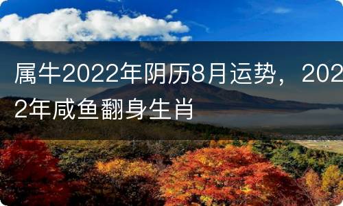 属牛2022年阴历8月运势，2022年咸鱼翻身生肖
