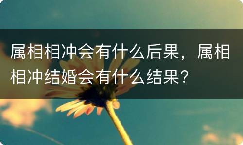 属相相冲会有什么后果，属相相冲结婚会有什么结果?