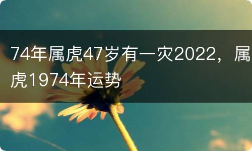 74年属虎47岁有一灾2022，属虎1974年运势