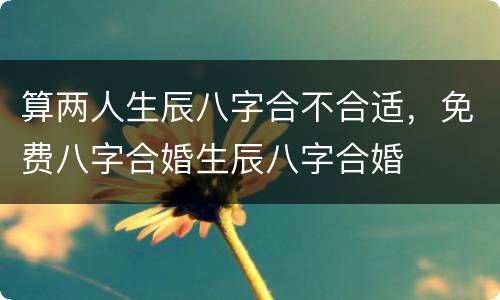 算两人生辰八字合不合适，免费八字合婚生辰八字合婚