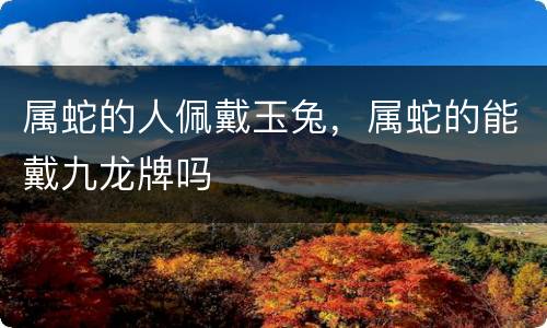 属蛇的人佩戴玉兔，属蛇的能戴九龙牌吗