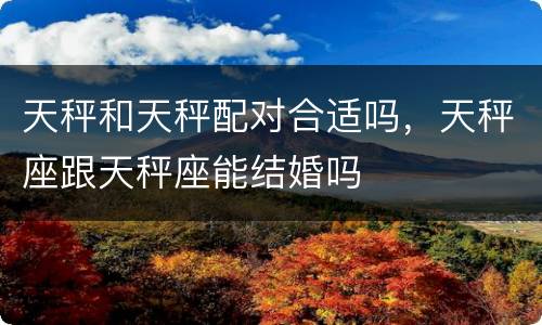 天秤和天秤配对合适吗，天秤座跟天秤座能结婚吗