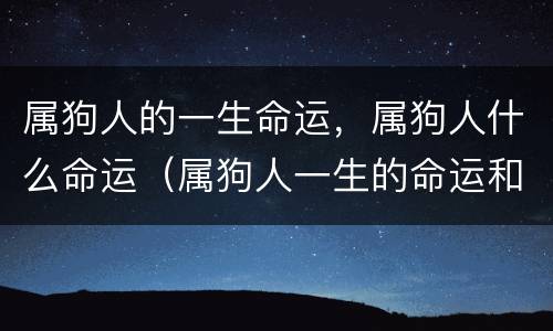 属狗人的一生命运，属狗人什么命运（属狗人一生的命运和运势）