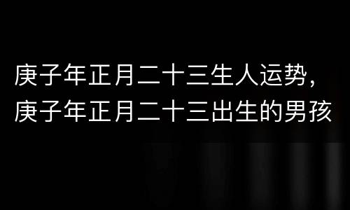庚子年正月二十三生人运势，庚子年正月二十三出生的男孩