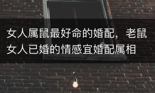 女人属鼠最好命的婚配，老鼠女人已婚的情感宜婚配属相