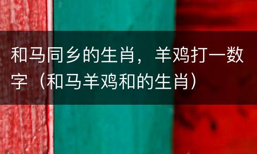 和马同乡的生肖，羊鸡打一数字（和马羊鸡和的生肖）