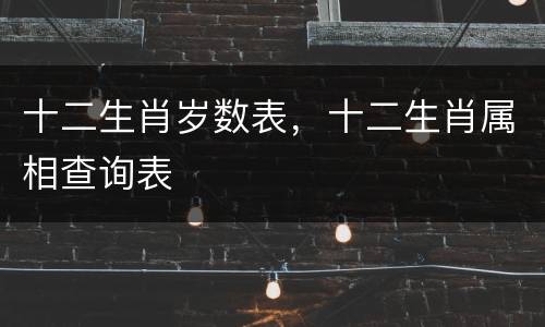 十二生肖岁数表，十二生肖属相查询表
