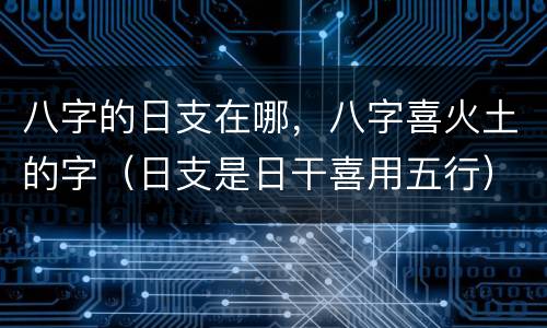 八字的日支在哪，八字喜火土的字（日支是日干喜用五行）