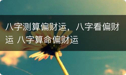八字测算偏财运，八字看偏财运 八字算命偏财运