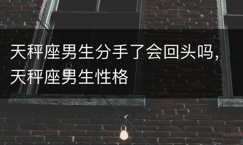 天秤座男生分手了会回头吗，天秤座男生性格