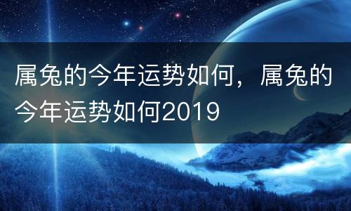 属兔的今年运势如何，属兔的今年运势如何2019