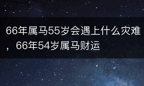 66年属马55岁会遇上什么灾难，66年54岁属马财运