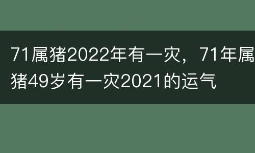 71属猪2022年有一灾，71年属猪49岁有一灾2021的运气
