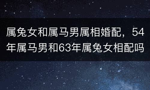 属兔女和属马男属相婚配，54年属马男和63年属兔女相配吗