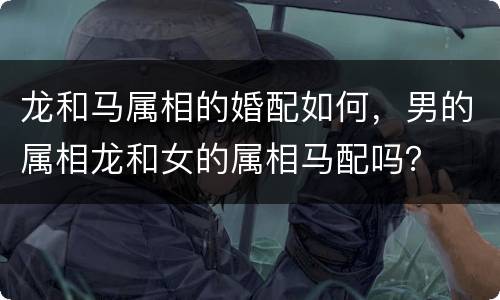 龙和马属相的婚配如何，男的属相龙和女的属相马配吗？