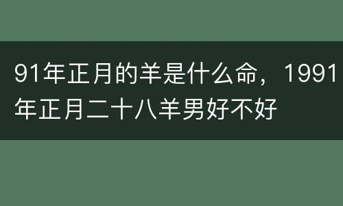 91年正月的羊是什么命，1991年正月二十八羊男好不好