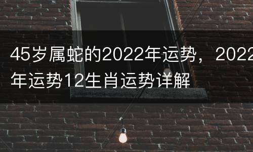 45岁属蛇的2022年运势，2022年运势12生肖运势详解