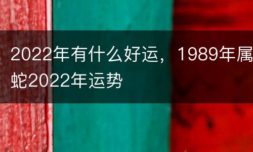 2022年有什么好运，1989年属蛇2022年运势