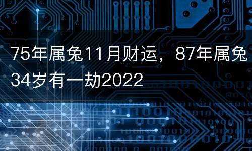 75年属兔11月财运，87年属兔34岁有一劫2022