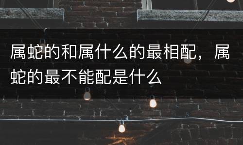 属蛇的和属什么的最相配，属蛇的最不能配是什么