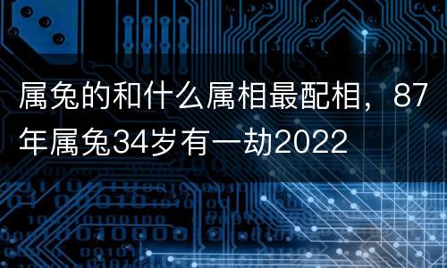 属兔的和什么属相最配相，87年属兔34岁有一劫2022