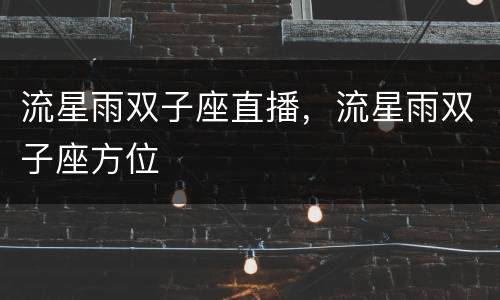流星雨双子座直播，流星雨双子座方位