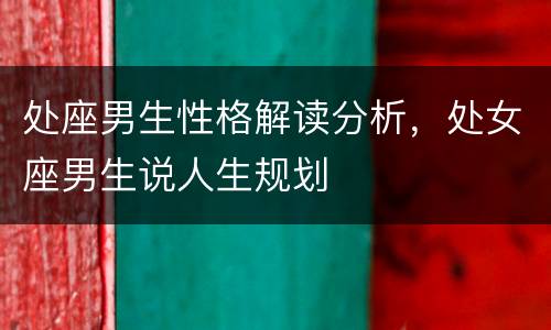 处座男生性格解读分析，处女座男生说人生规划