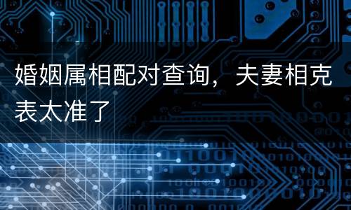 婚姻属相配对查询，夫妻相克表太准了