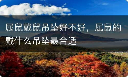 属鼠戴鼠吊坠好不好，属鼠的戴什么吊坠最合适