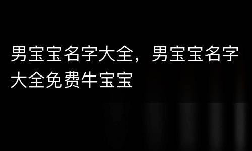 男宝宝名字大全，男宝宝名字大全免费牛宝宝