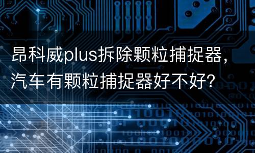 昂科威plus拆除颗粒捕捉器，汽车有颗粒捕捉器好不好？