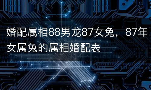 婚配属相88男龙87女兔，87年女属兔的属相婚配表