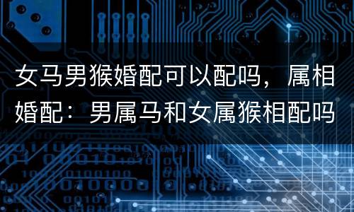 女马男猴婚配可以配吗，属相婚配：男属马和女属猴相配吗