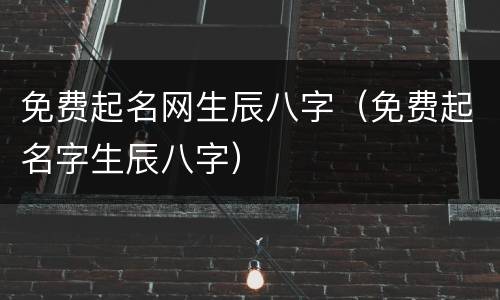 免费起名网生辰八字（免费起名字生辰八字）